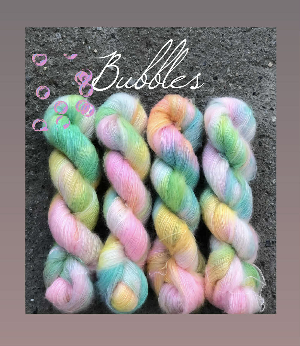 Bubbles. Brushed Kid Silk, ubehandlet. 50 g: Ca 420 m.