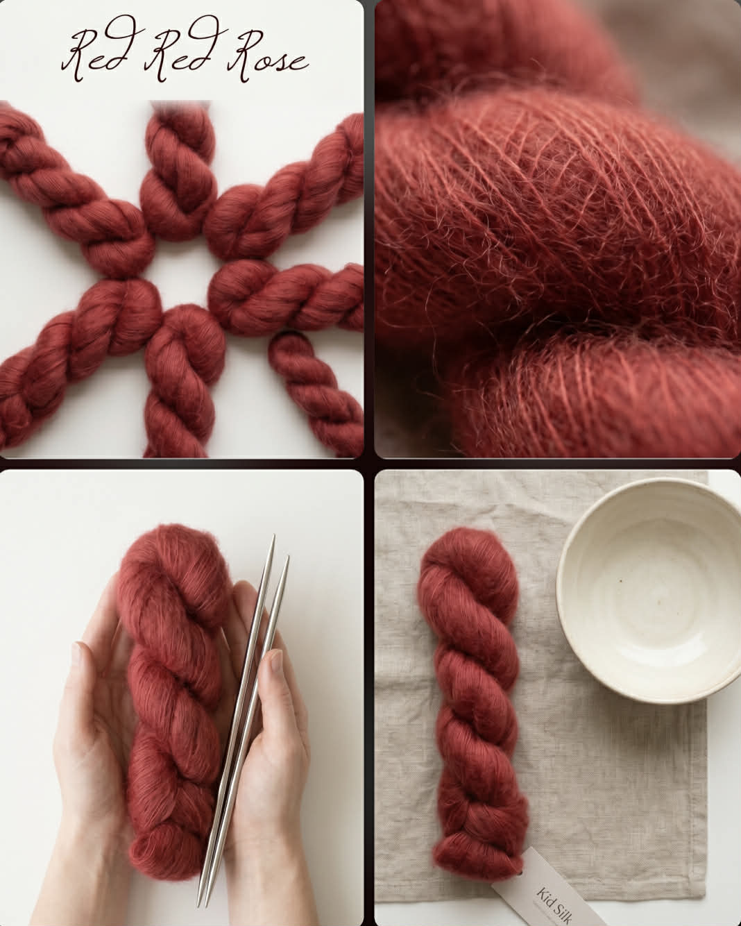 Red red Rose. Brushed Kid Silk, ubehandlet. Melert.