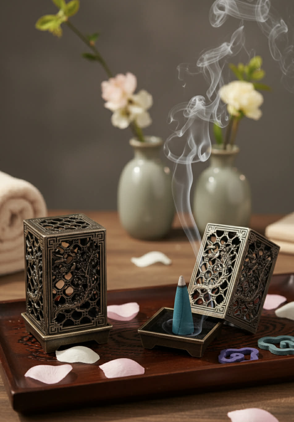 Røkelseholder i kobber.