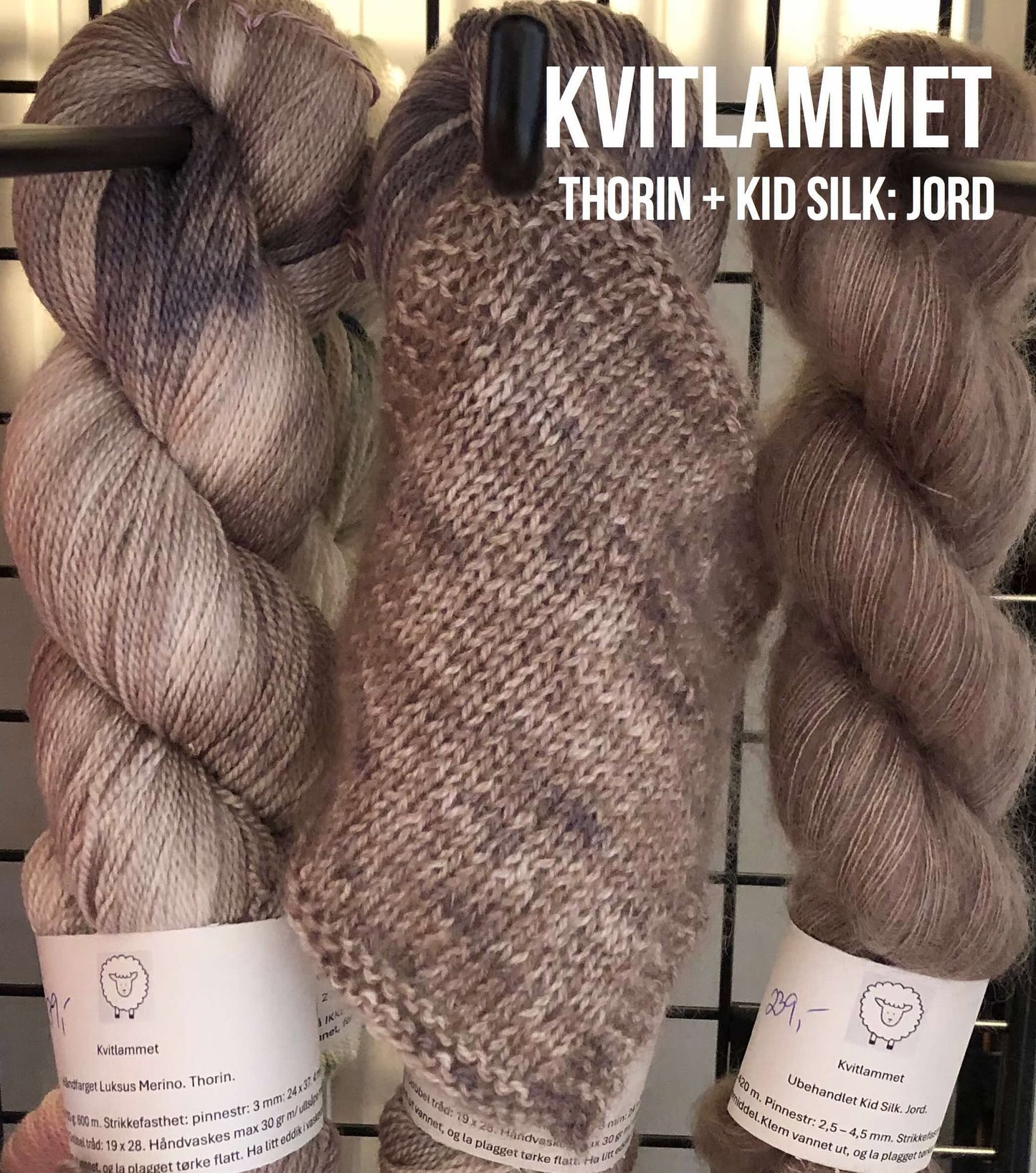 Kvitlammets Luksus merino. Thorin. 100 g : ca 600 m.