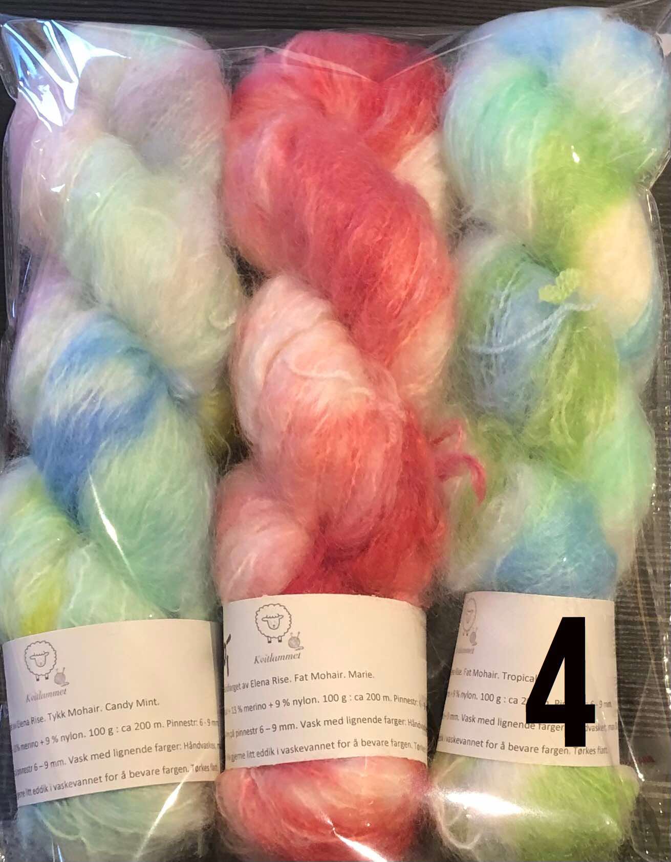 Garnpakke - 3 pakn med Fat Mohair + oppskrift på Astrid genseren. TILBUD. INGEN BYTTERETT.