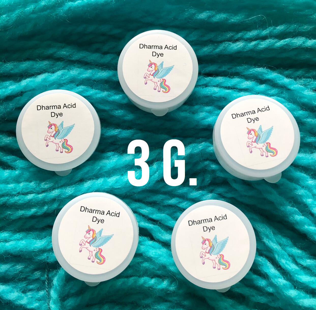 Dharma garnfarge - Syrefarge / Acid dye. Boks med 3 g. fargepulver.