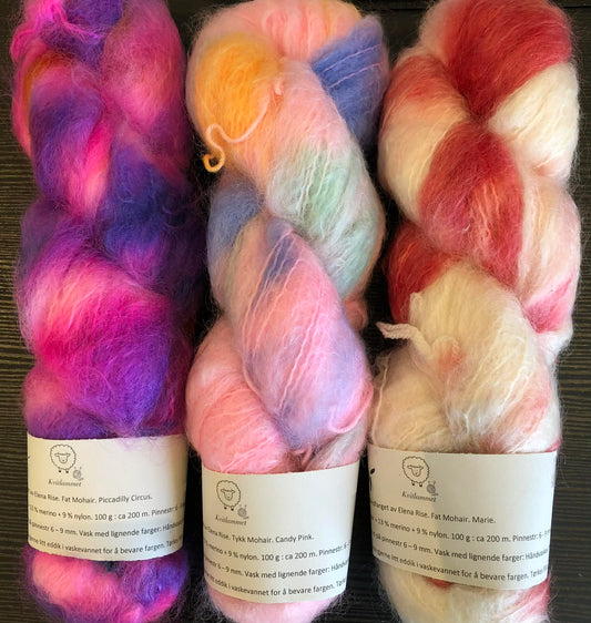 3-pakn Fat Mohair / Fat Mohair - 3 forskjellige farger. TILBUD - ENKELTPAKKE - INGEN BYTTERETT. (Kopi)