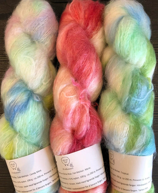 3-pakn Fat Mohair / Fat Mohair - 3 forskjellige farger. TILBUD - ENKELTPAKKE - INGEN BYTTERETT.