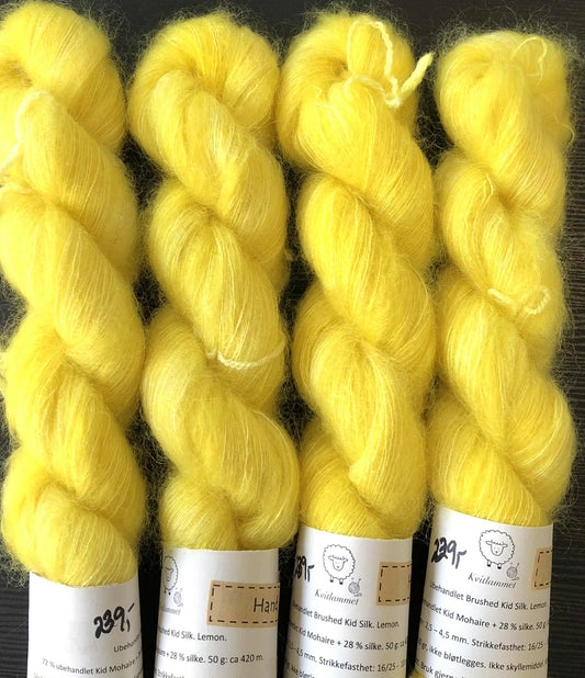 Lemon - NEON-GUL. Brushed Kid Silk, ubehandlet. Ca 420 m. TILBUD - INGEN BYTTERETT.