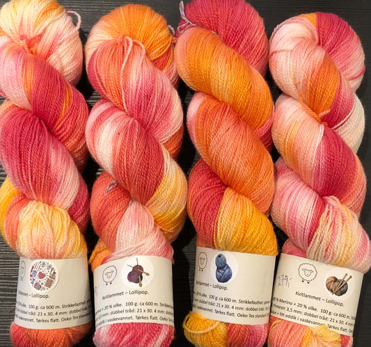 Kvitlammets Luksus merino. Farge: Lollipop. TILBUD - UTGÅENDE FARGE - INGEN BYTTERETT