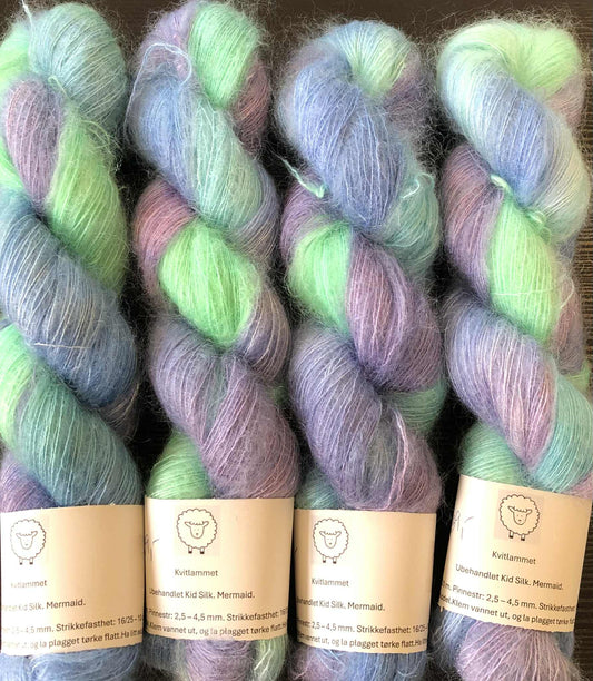 Mermaid. Brushed Kid Silk, ubehandlet. 50 g: Ca 420 m. TILBUD - INGEN BYTTERETT.