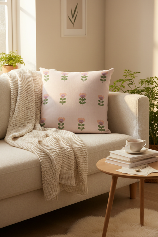 Broder din egen pute - Daisy. Hvit bunn.