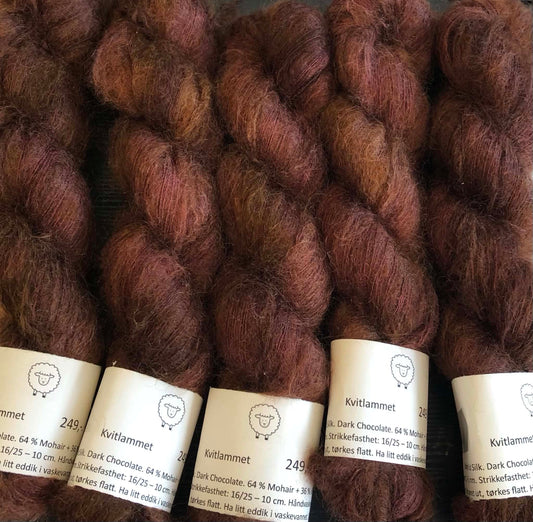 Dark Chocolate. Brushed Kid Silk, ubehandlet. Melert.