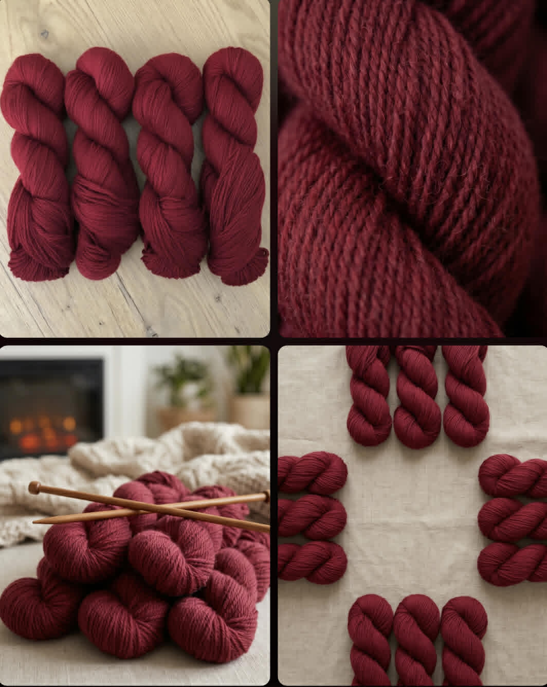 Ravngarn - Farge: Deep Dark Rose.  2-tråds 100 % ullgarn - ubehandlet. FAST PRIS