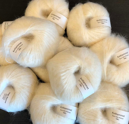 Kvitlammets Tynn Mohair Silk - Naturhvit