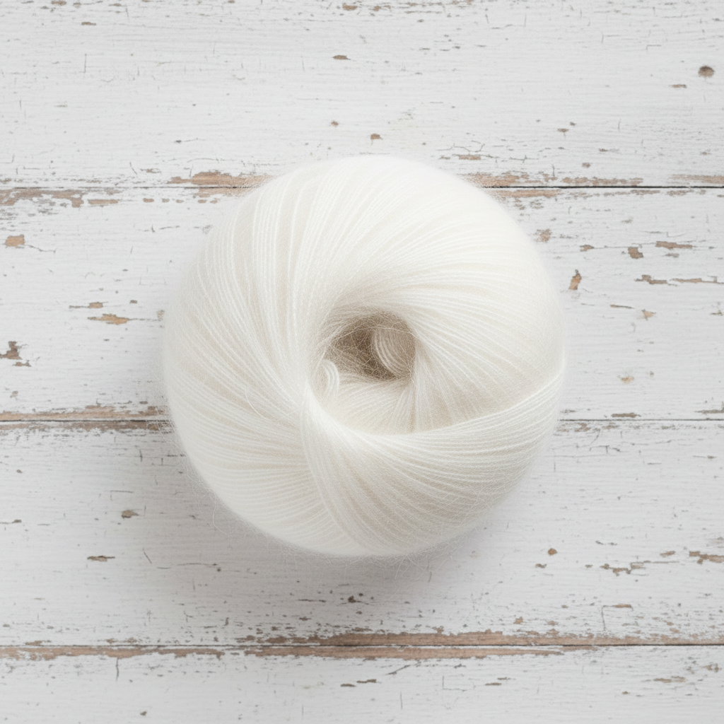 Kvitlammets Tynn Mohair Silk - Naturhvit