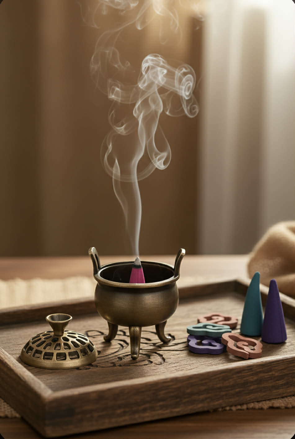 Røkelseholder i legering / type metall.