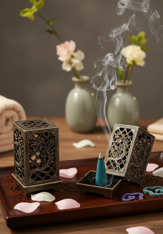 Røkelseholder i kobber.