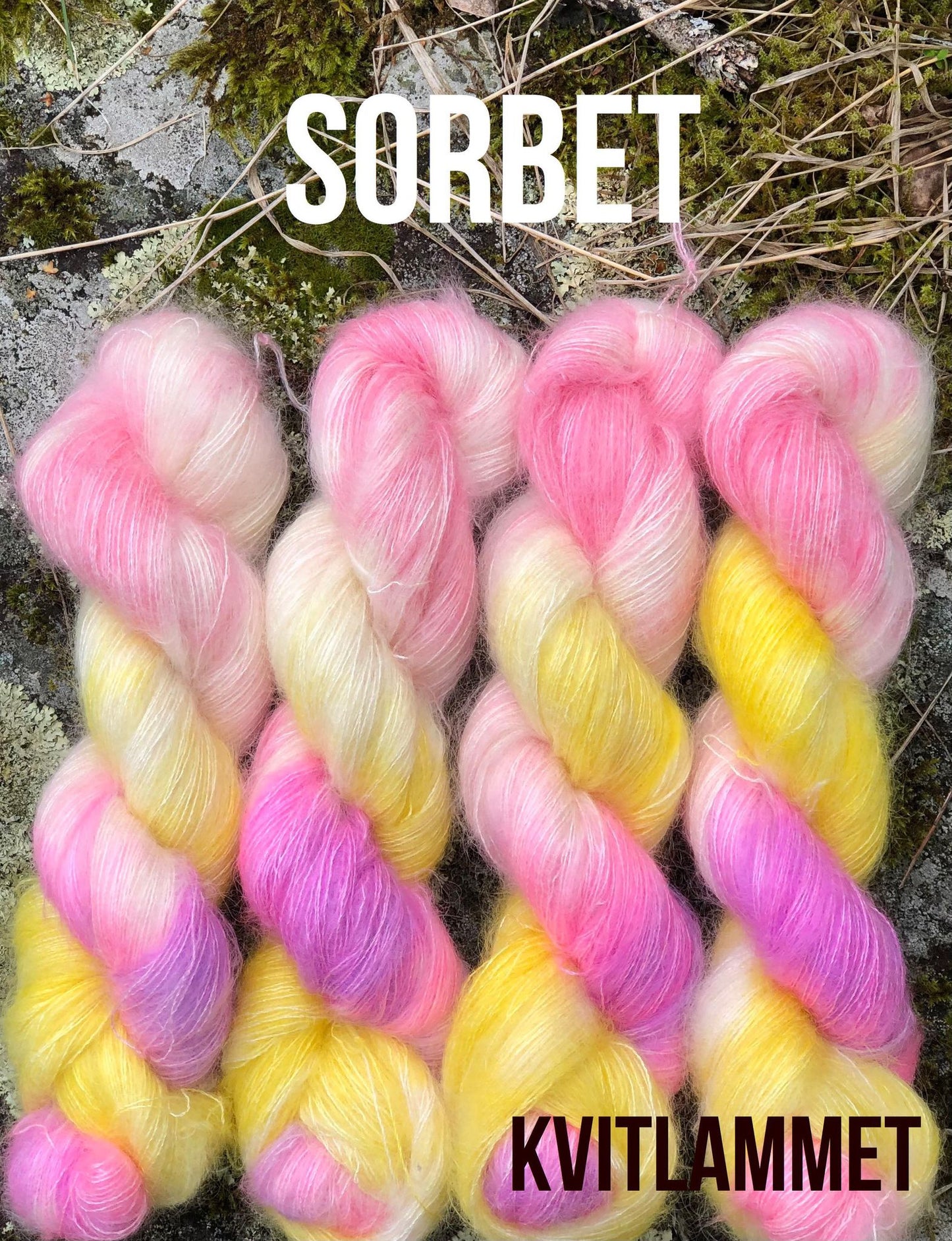 Sorbet. Melert. Brushed Kid Silk, ubehandlet. Ca 420 m.