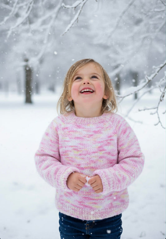Winter Snowfall Sweater - oppskrift. Str 2 - 10 år.