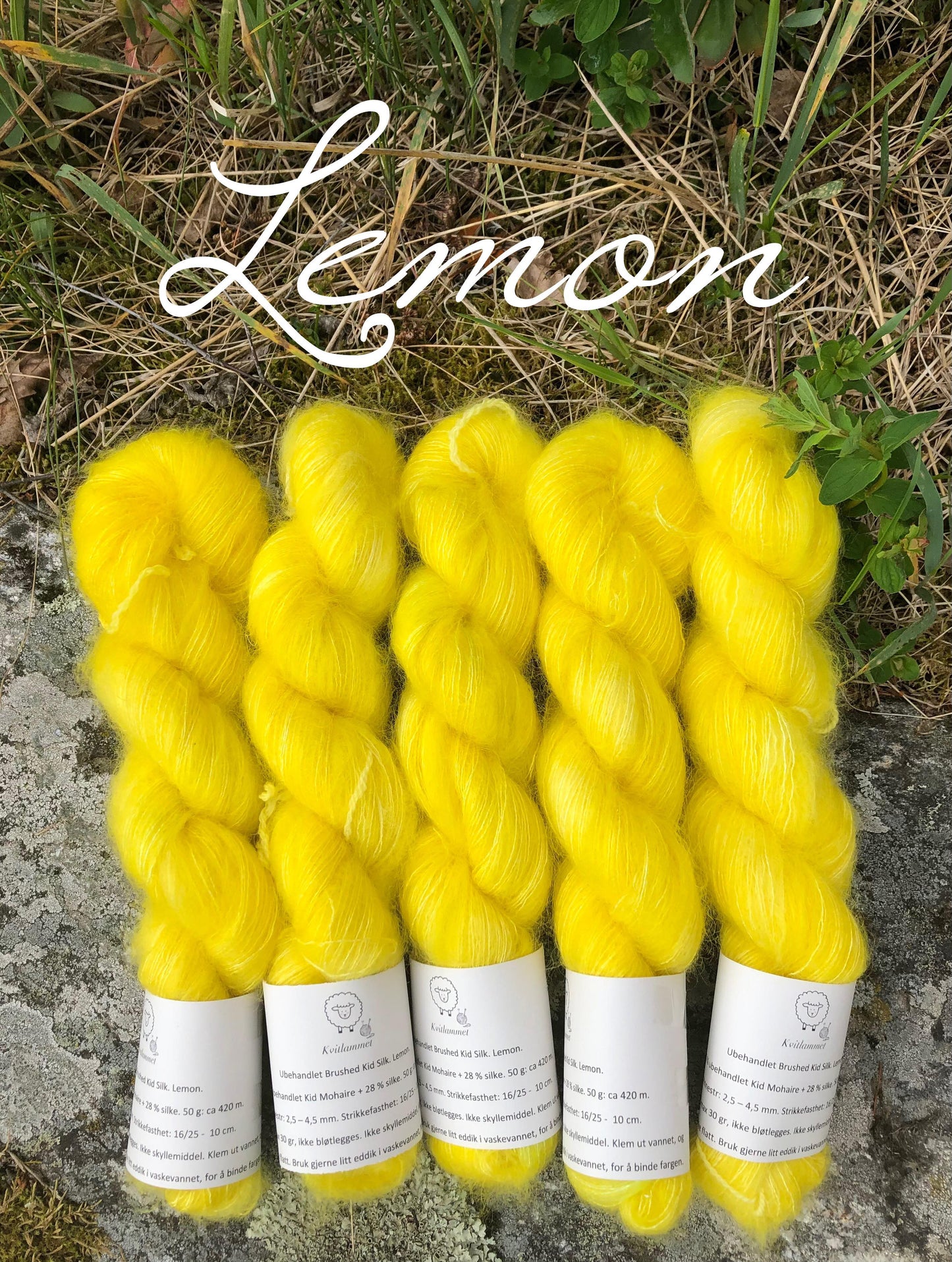 Lemon. Brushed Kid Silk, ubehandlet. Ca 420 m.