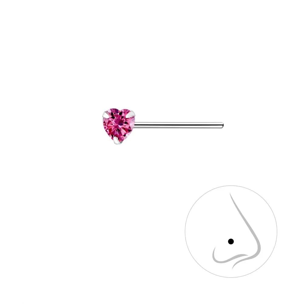 Nesesmykke m/ Rosa Cubic Zirconia. Sølv.